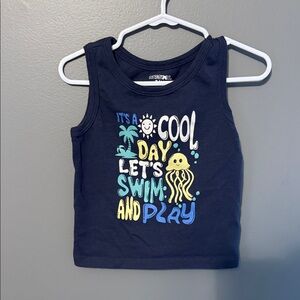 Garanimals Navy Tank Top with Yellow, Aqua, White & Blue Beach Graphic